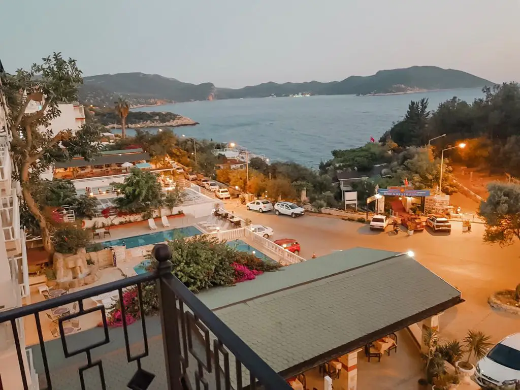 LALE hotel view in kas, the sea and the mountains