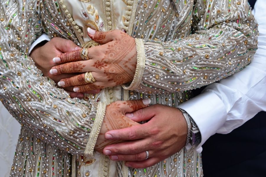 Moroccan wedding bride and groom
