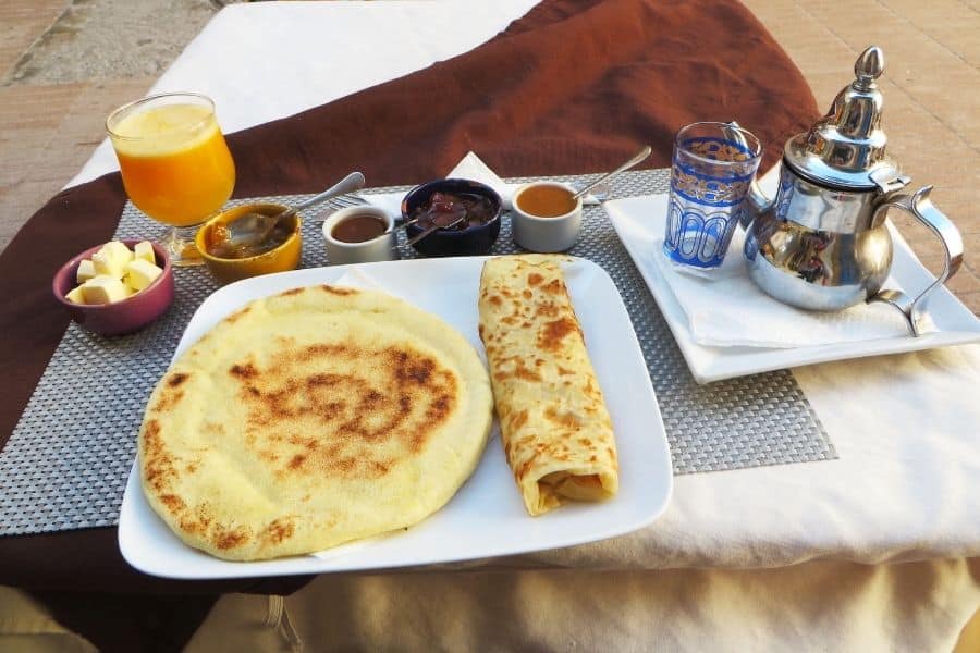 Breakfast in Morocco pita bread