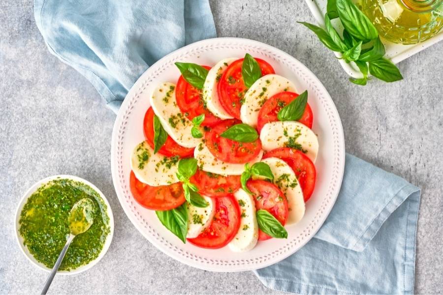 italian food-Caprese-Salad-with-Pesto-Sauce