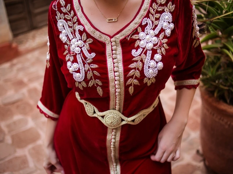 Moroccan red kaftan dress