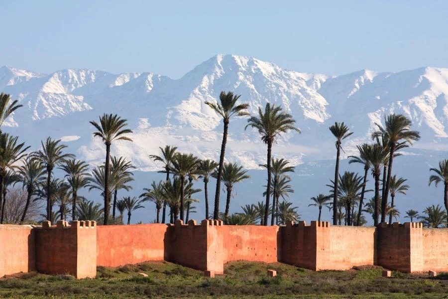 snow covering mountains near marrakech